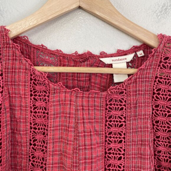 Sundance Womens Medium Cotton Crochet Accent Tunic Top Boho Cottagecore Shirt - Picture 8 of 11